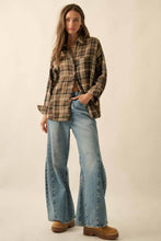 Load image into Gallery viewer, Lisa- Colorblock Plaid Flannel Button-Up Shirt
