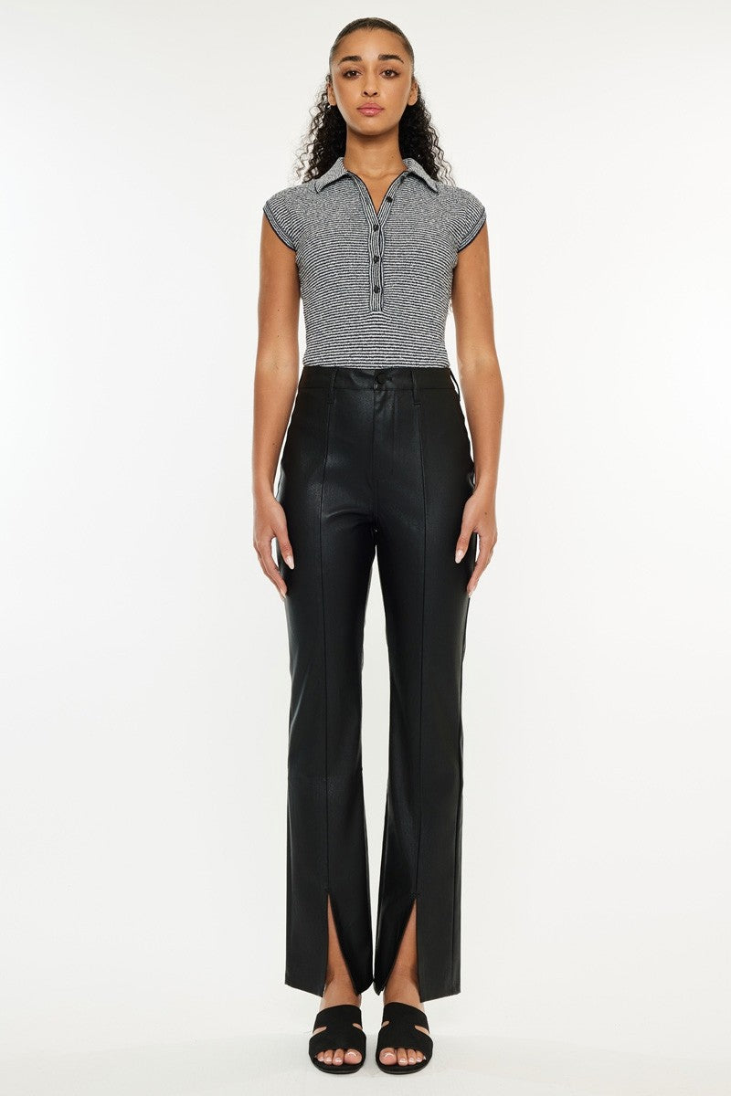Zane- High Waisted Straight Leather Pants – North and Trendy Boutique