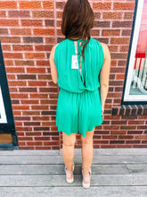 Load image into Gallery viewer, Alana- Woven Crinkle Draped Romper W Tie Open Back
