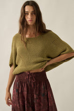 Load image into Gallery viewer, Kimber- Short-Sleeve Pointelle Ribbed Knit Sweater

