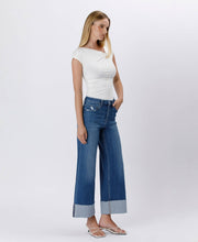 Load image into Gallery viewer, Aiden- HIGH RISE CUFFED ANKLE WIDE LEG JEANS
