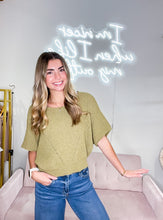 Load image into Gallery viewer, Kimber- Short-Sleeve Pointelle Ribbed Knit Sweater
