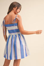 Load image into Gallery viewer, Tinsley -Striped Smocked Top Tie Strap Dress

