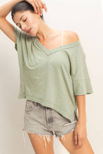 Load image into Gallery viewer, Breanne- Oversized V-Neck Short Sleeve Top
