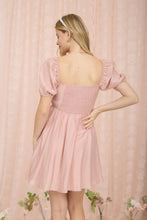 Load image into Gallery viewer, Ivy-  Pleated Bodice Short Puff Sleeve Mini Dress
