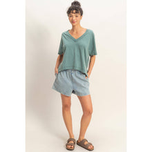 Load image into Gallery viewer, Sally- Oversized V-Neck Short Sleeve Top
