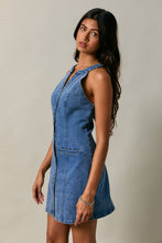 Load image into Gallery viewer, Robin- Halter Neck Button Down Denim Dress

