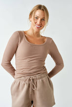 Load image into Gallery viewer, Blaire- CoreClassic Micro-Ribbed Built-In Bra Long Sleeve Top
