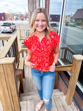Load image into Gallery viewer, Mila- Floral Print Ruffle Sleeve Top

