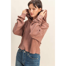 Load image into Gallery viewer, Sloane- Mineral Washed Cropped Waffle Knit Hoodie
