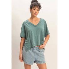 Load image into Gallery viewer, Sally- Oversized V-Neck Short Sleeve Top
