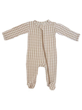 Load image into Gallery viewer, 2-Way Zip Footie, Tan Gingham
