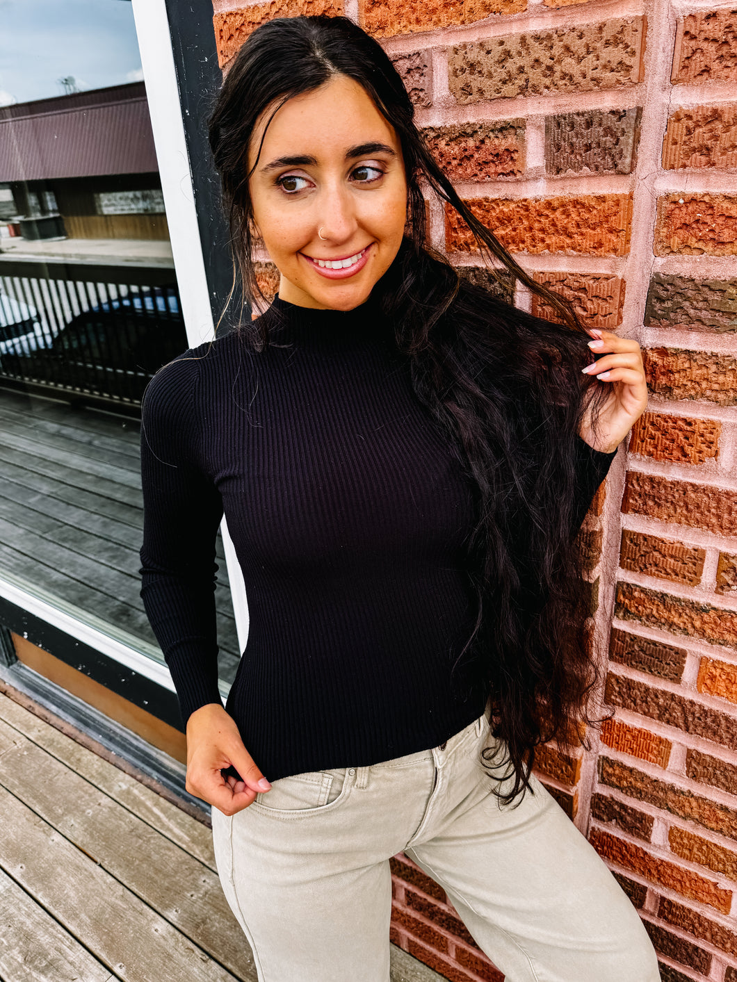 Zara-Mock Neck Long Sleeve Sweater