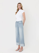 Load image into Gallery viewer, Easton- HIGH RISE CUFFED STRIPED JEANS
