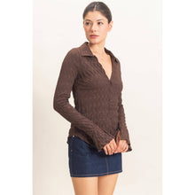 Load image into Gallery viewer, Reese- Textured Button-Up Collared Top
