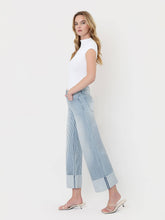Load image into Gallery viewer, Easton- HIGH RISE CUFFED STRIPED JEANS
