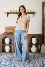 Load image into Gallery viewer, Hazel- Split Neck Raw Edge Short Sleeve Top
