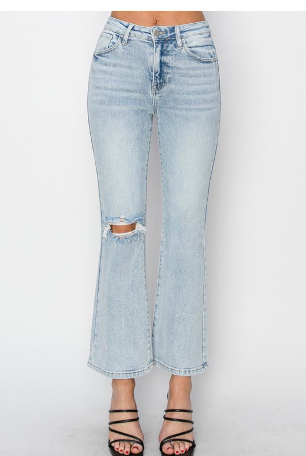 Clay- High Rise Crop Flare Jeans