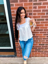 Load image into Gallery viewer, Bradie- Crochet Detail Puff Sleeve Peasant Top-
