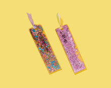 Load image into Gallery viewer, Bookmark - Happy Confetti + Purple Gingham Ribbon
