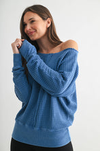 Load image into Gallery viewer, Zora- Chunky Waffle Boat Neck Sweater
