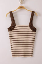 Load image into Gallery viewer, Katie- Crochet Sleeve Striped Knit Tank Top
