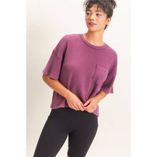 Load image into Gallery viewer, Jules- Mineral Wash Waffle Knit Pocket Top
