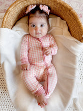 Load image into Gallery viewer, Pink Gingham- 2-Way Convertible Zip Romper
