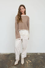 Load image into Gallery viewer, Melanie-Contrast Trim Knit Long Sleeve Sweater
