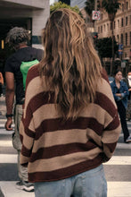Load image into Gallery viewer, Abbi-Textured Striped Knit Rolled-Edge Sweater
