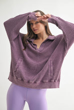 Load image into Gallery viewer, Joelle- Chunky Waffle Mineral Wash Collared Sweater
