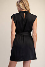 Load image into Gallery viewer, Gloria- Mock Neck Waist Tie Sleeveless Mini Dress
