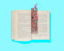 Load image into Gallery viewer, Bookmark - Happy Confetti + Purple Gingham Ribbon
