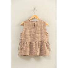 Load image into Gallery viewer, Isla-Gingham Sleeveless Peplum Top
