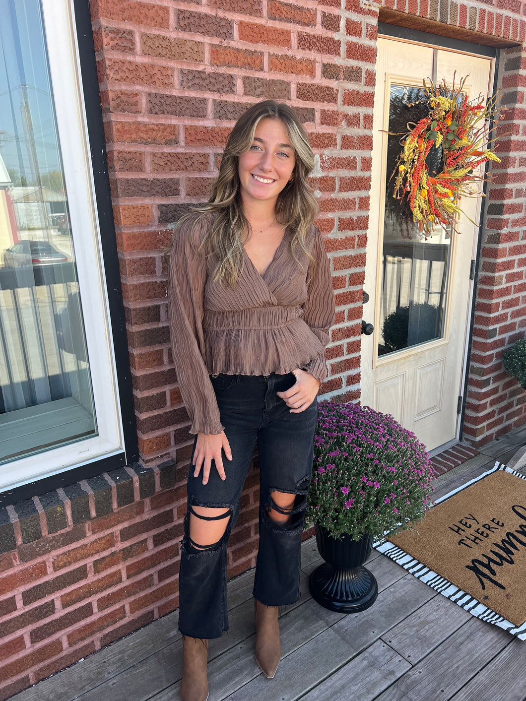 Eden- Pleated Peplum Blouse
