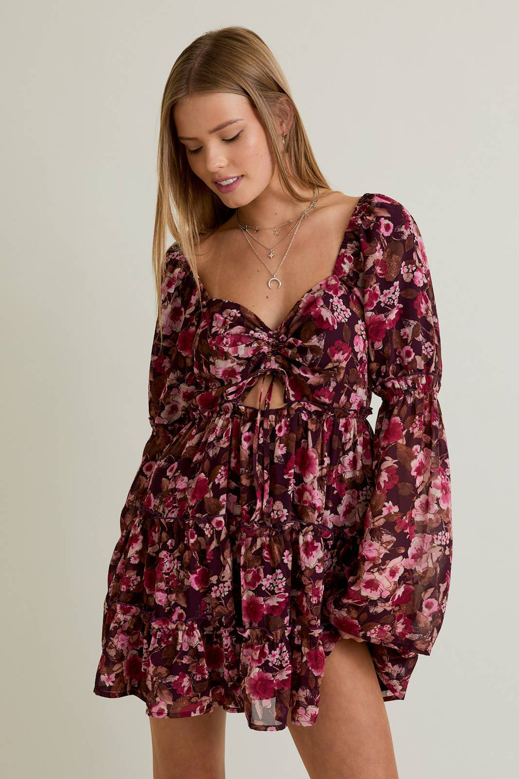 Amber-Long Sleeve Floral Dress