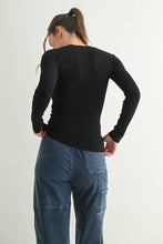 Load image into Gallery viewer, Charlie- Black Long-Sleeved Micro-Ribbed Top
