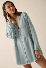 Load image into Gallery viewer, Isabella-Banded V-Neck Solid Denim Mini Dress
