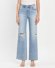 Load image into Gallery viewer, Kolter- High Rise Clean Cut Raw Hem Wide Leg Jeans
