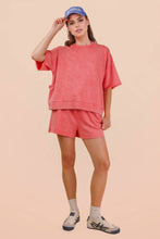 Load image into Gallery viewer, Darcy - Mineral Washed Knit Casual Top &amp; Shorts SET
