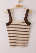 Load image into Gallery viewer, Katie- Crochet Sleeve Striped Knit Tank Top
