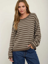 Load image into Gallery viewer, Debby- Striped Drop Shoulder Crewneck Sweater
