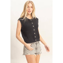 Load image into Gallery viewer, Reagan- Sleeveless Ribbed Button Top
