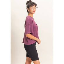 Load image into Gallery viewer, Jules- Mineral Wash Waffle Knit Pocket Top
