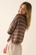 Load image into Gallery viewer, Palmer- Striped Knit Boat Neck 3/4 Sleeve Loose Sweater
