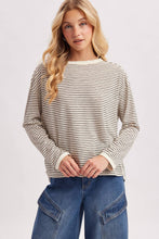 Load image into Gallery viewer, Alina- OVERSIZED BOXY STRIPED KNIT LONG SLEEVE TOP
