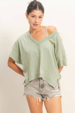 Load image into Gallery viewer, Breanne- Oversized V-Neck Short Sleeve Top
