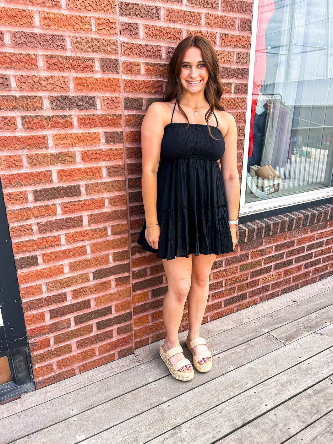 Dakota- Smocked Halter Neck Tiered Mini Dress