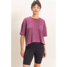 Load image into Gallery viewer, Jules- Mineral Wash Waffle Knit Pocket Top
