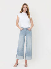 Load image into Gallery viewer, Easton- HIGH RISE CUFFED STRIPED JEANS
